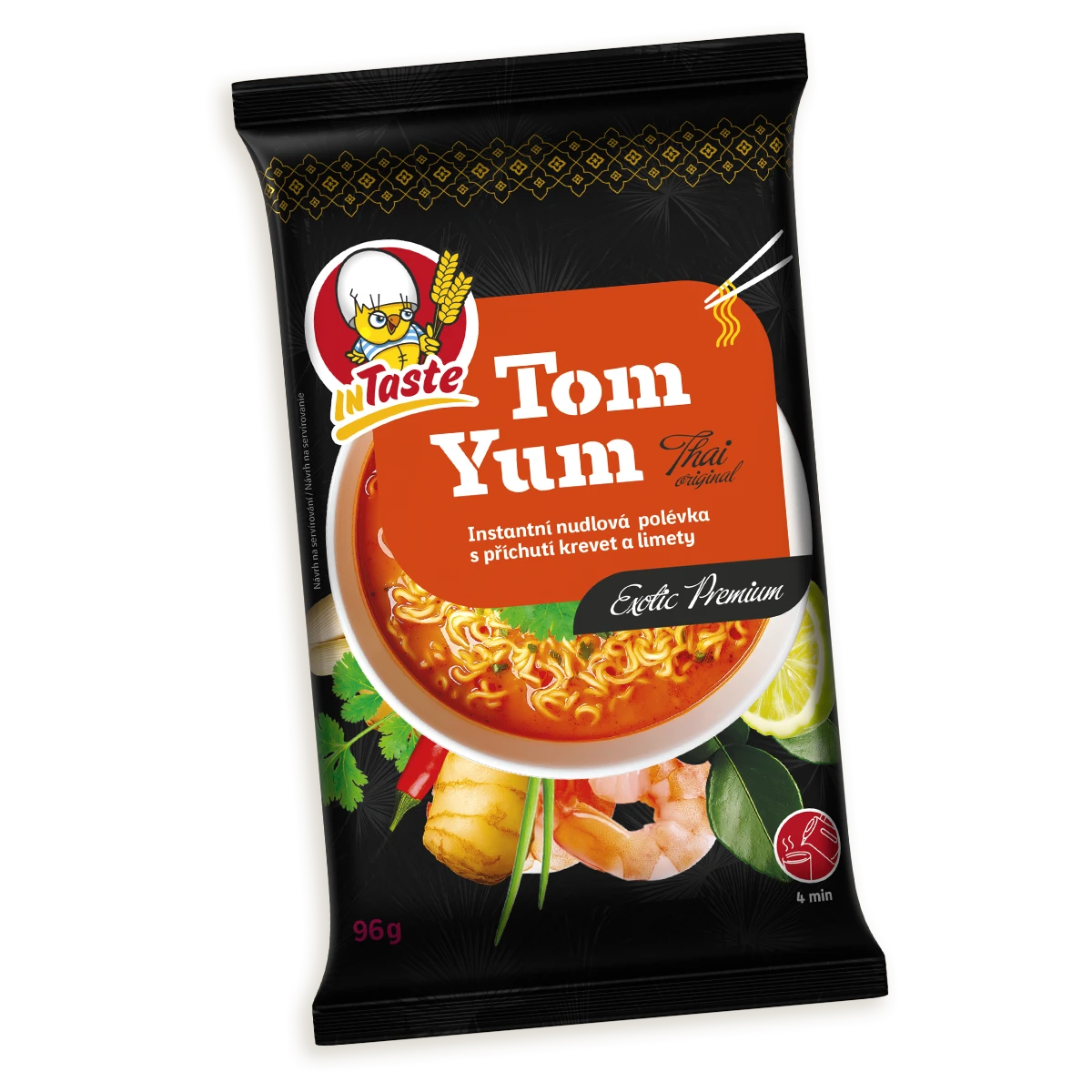 Instantní nudlová polévka Tom Yum se příchutí krevet a limity