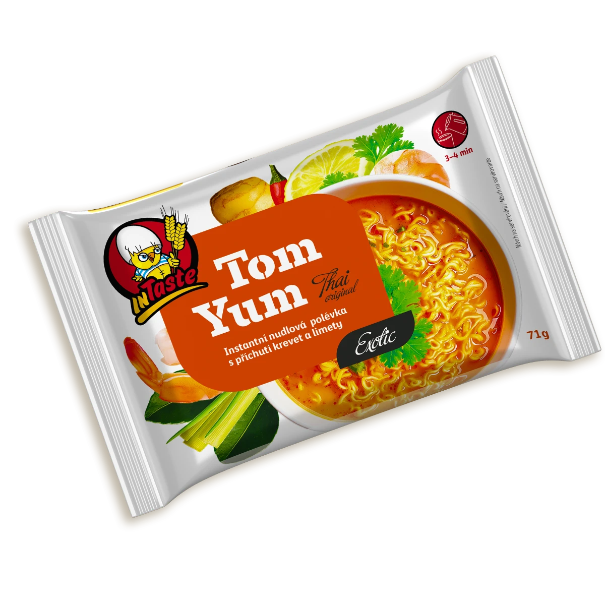 Instantní nudlová polévka Tom Yum se příchutí krevet a limity