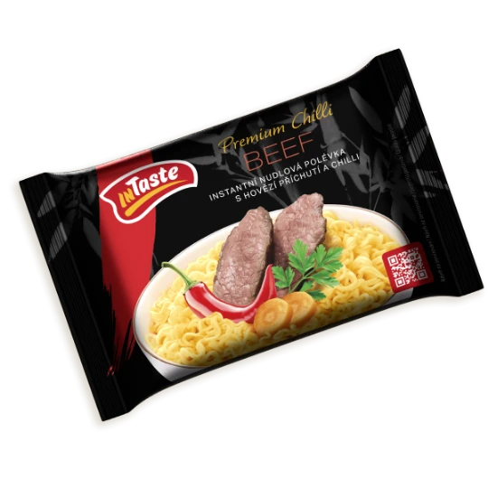 Instantní nudlová polévka Premium Beef s hovězí příchutí a chilli